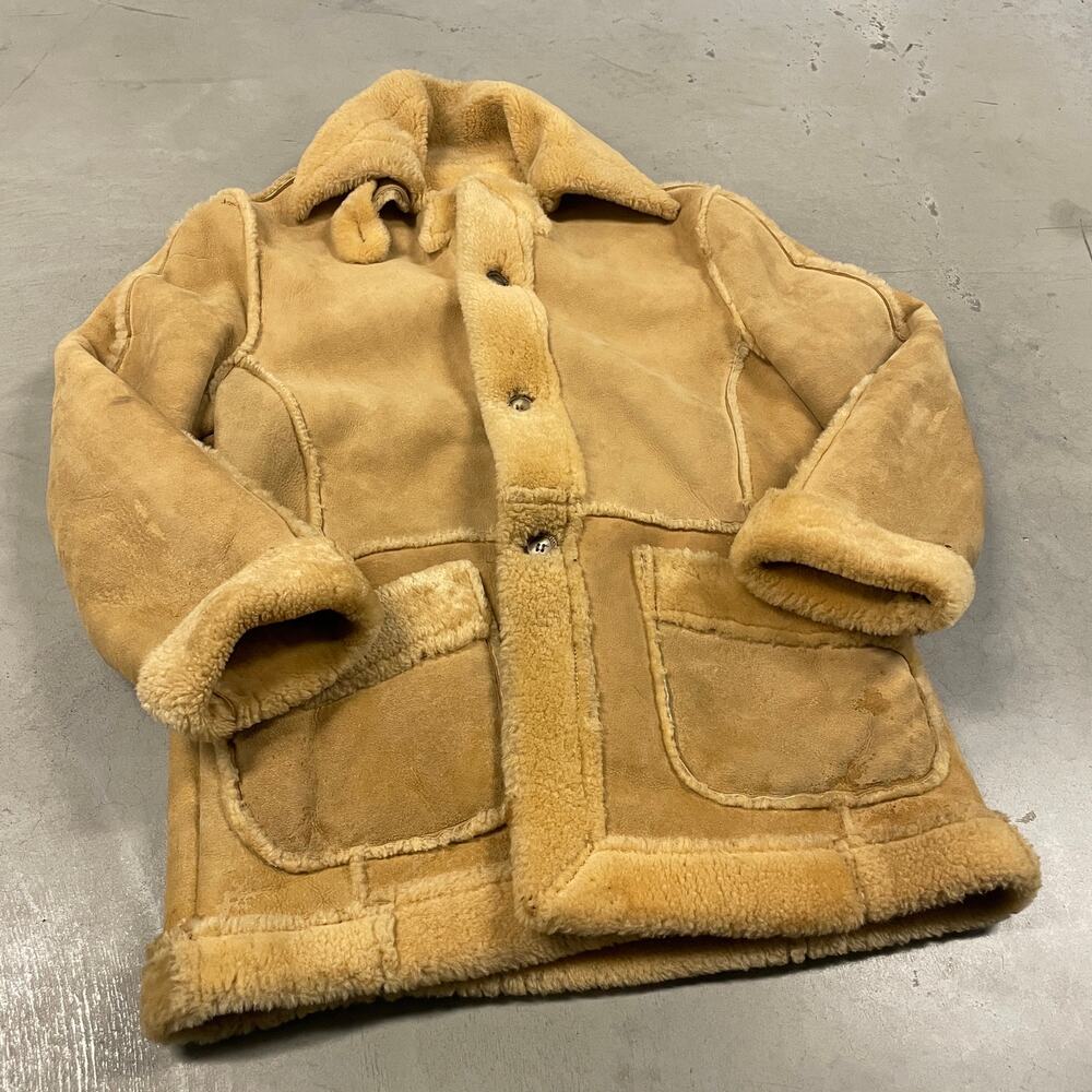 vintage 70s buckboard shearling sheepskin western coat